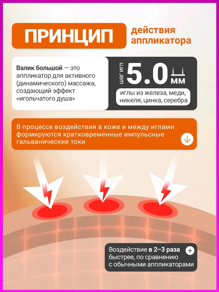 Аппликатор ляпко для спины Большой роллер для массажа тел, оранжевый — фото 1