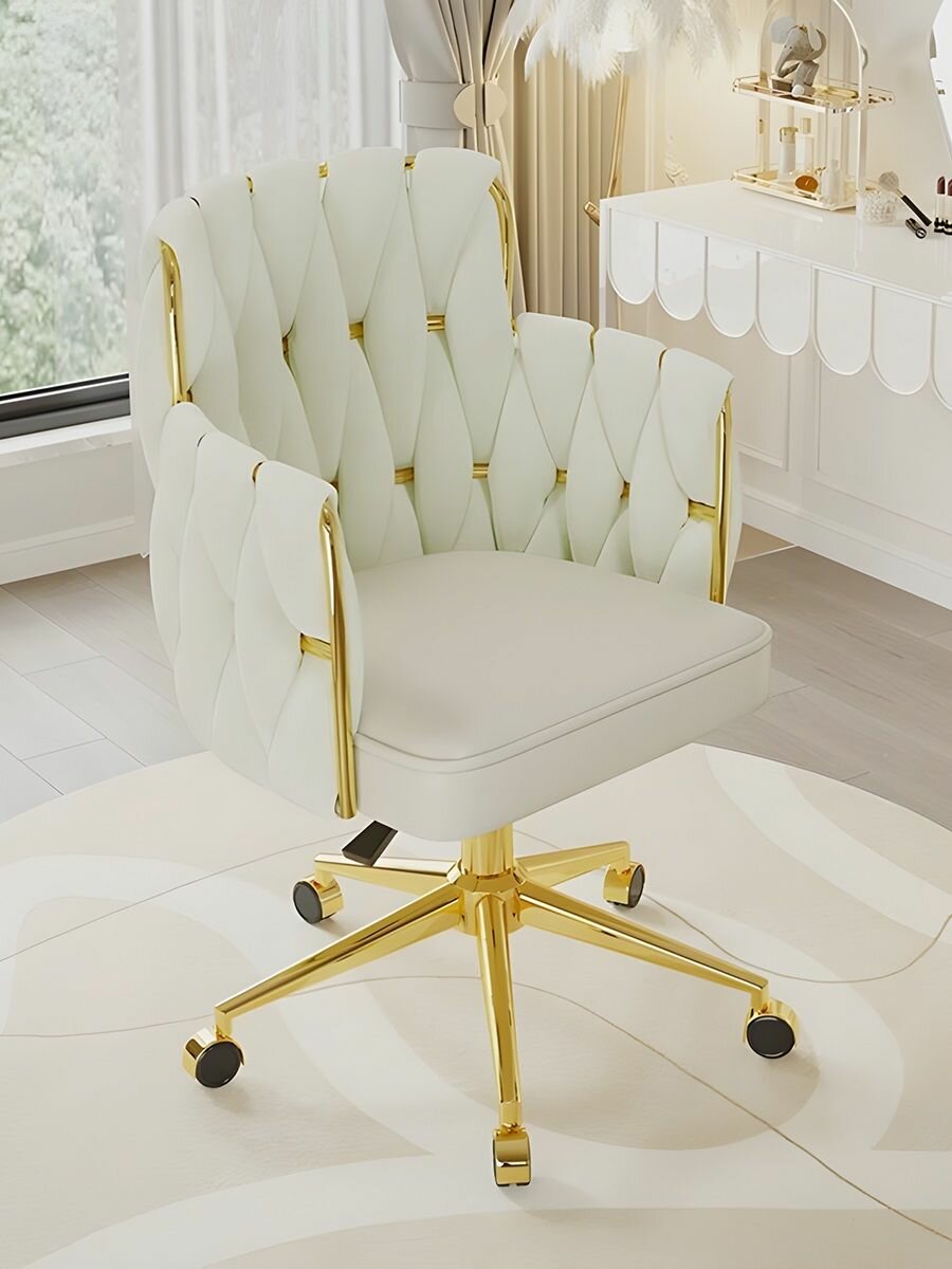 Сиденье для стула/кресла офисное белое натуральная кожа 50х40х8 см