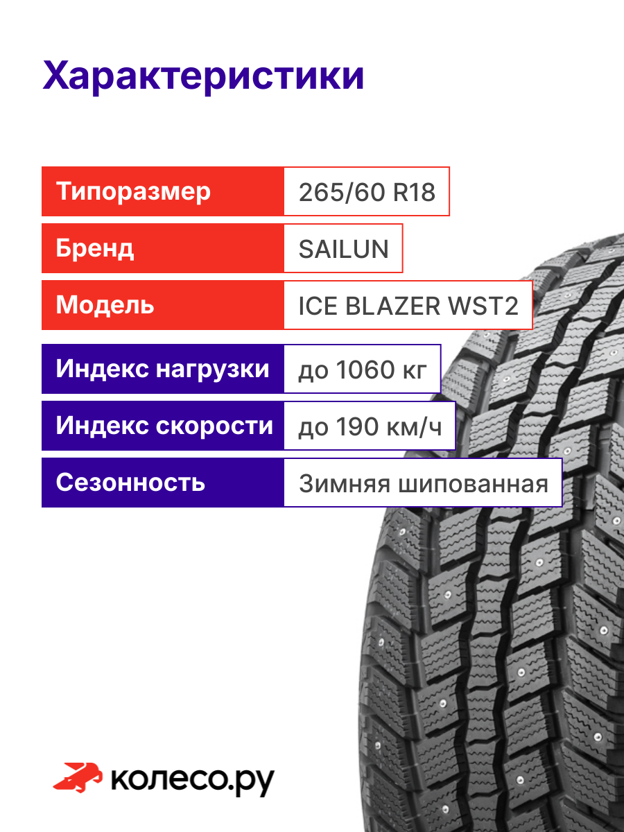 Шина Sailun Ice Blazer WST2 LT R18 265 60 110 T — фото 1