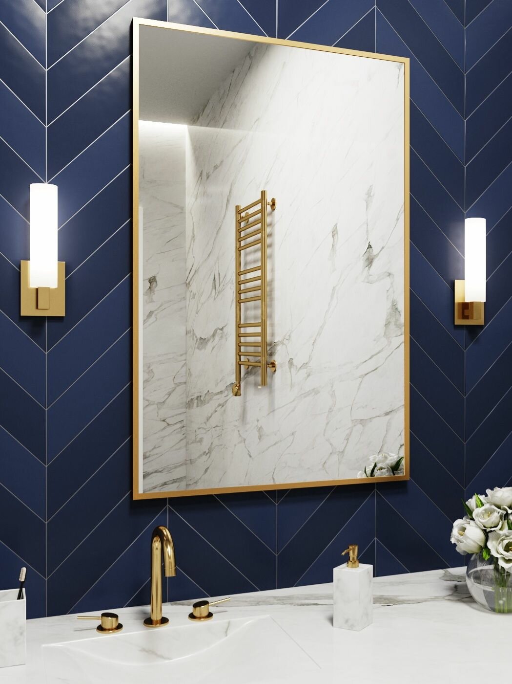 Зеркало в ванную MOONRISE 80х60 см. Золото