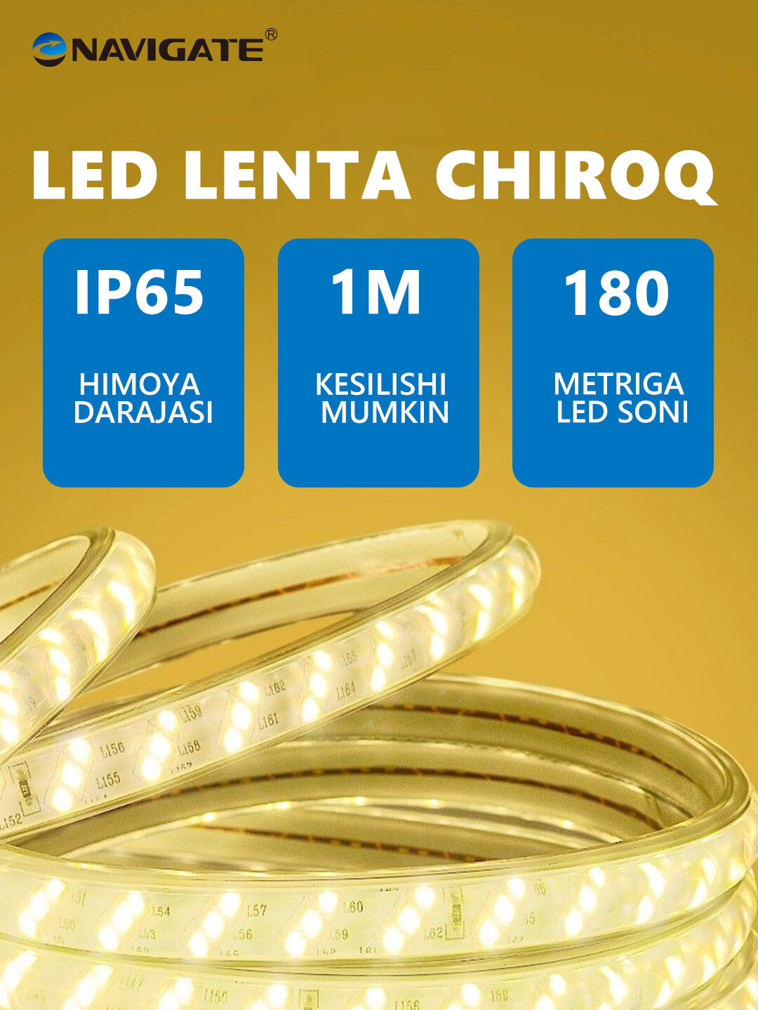 Светодиодная лента 85–265V, холодный свет, 5 м, 6000K, для дома и декоративного освещения