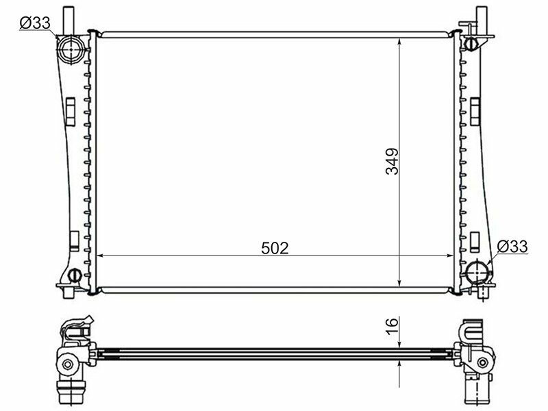 SGFD0008R SAT Радиатор Ford Fiesta 02-08 / Fusion 02-12 / Mazda Demio 02-07 / Mazda2 02-07