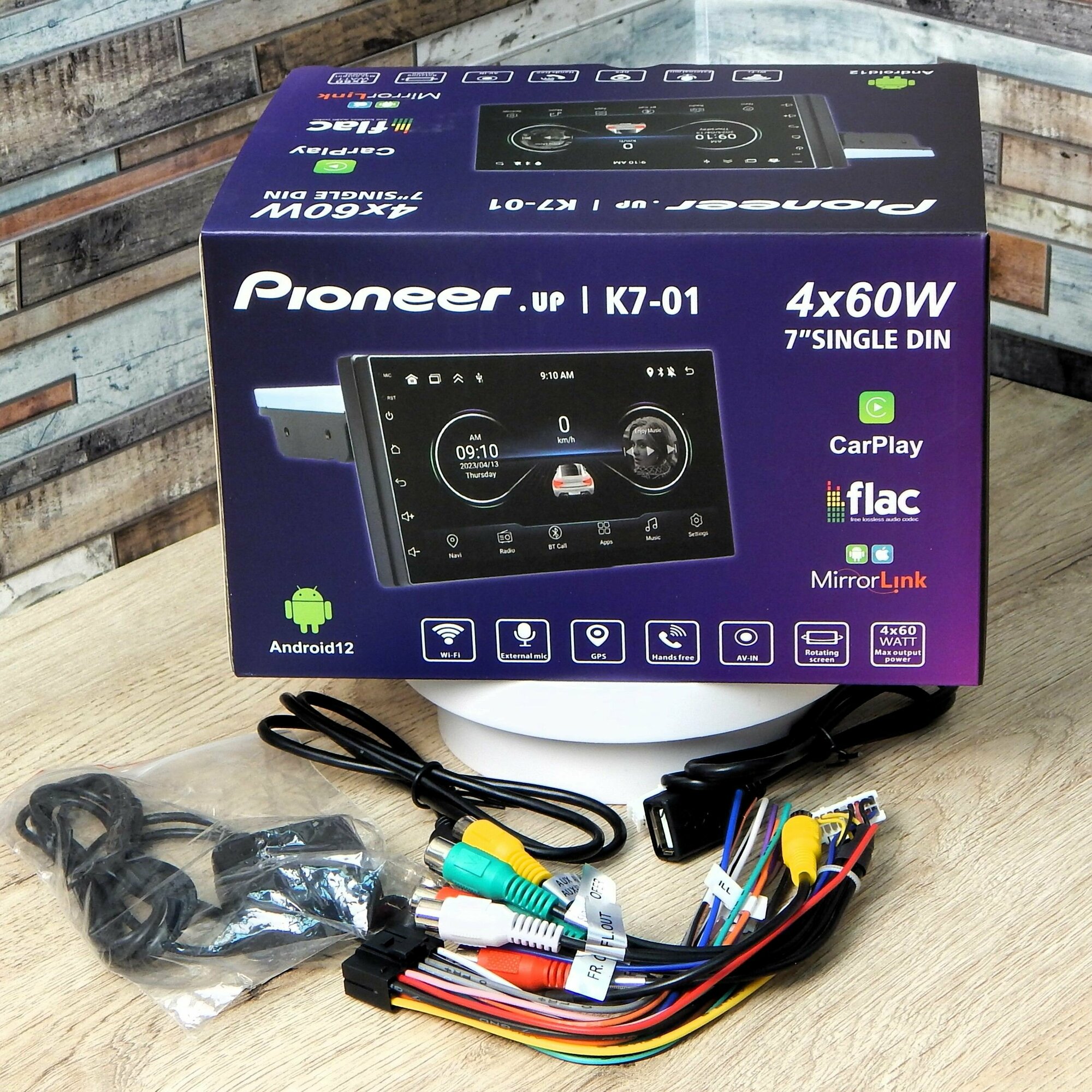 Автомагнитола Pioneer.UP K7-01. 7* дюймовый автомобильный плеер Android 13, 2+32G автомобильный аудио 1 din, GPS, WIFI, Bluetooth, FM