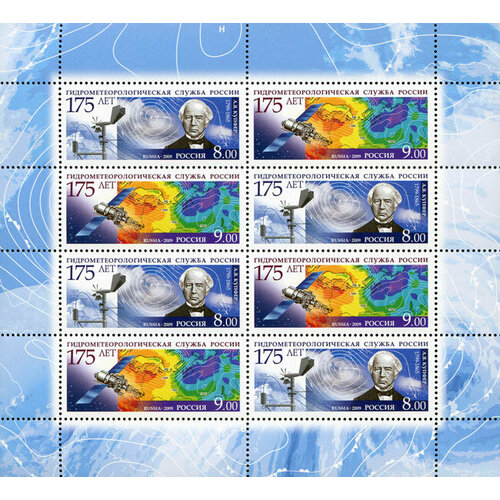 Почтовые марки Россия 2009г. 175 лет Гидрометеорологической службы России Природа, Космические корабли MNH
