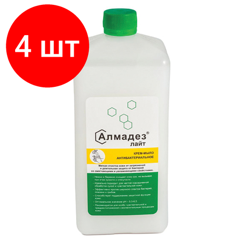 Комплект 4 шт, Крем-мыло антибактериальное 1 л алмадез-лайт, крышка, МАЛ-03 комплект 14 шт крем мыло антибактериальное 1 л алмадез лайт крышка мал 03