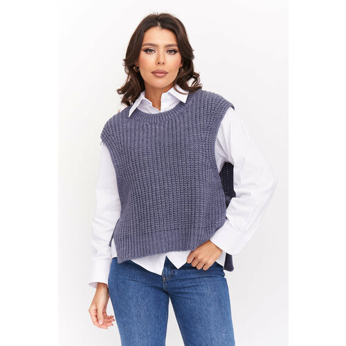 фото Жилет текстильная мануфактура, размер 48, синий