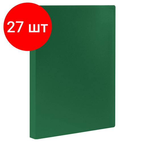 Комплект 27 шт, Папка 40 вкладышей STAFF, зеленая, 0.5 мм, 225703