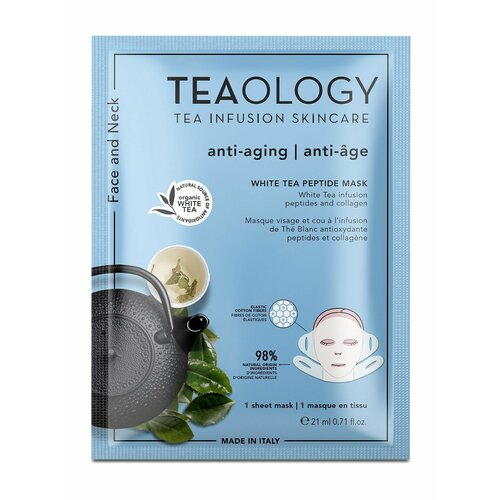 Антивозрастная тканевая маска для лица и шеи с белым чаем и пептидами Teaology White Tea Peptide Mask Anti-aging Smoothing 1750₽