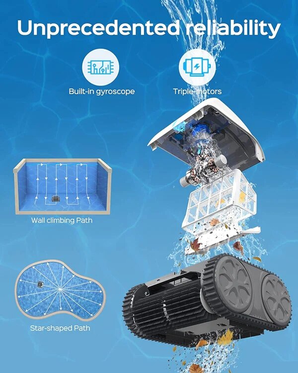 Беспроводной робот-пылесос для бассейна Osprey-700, 65Вт, Li-ion 8.8 Ач, 10м³/час, дно/стены, до 80м² - фотография № 6