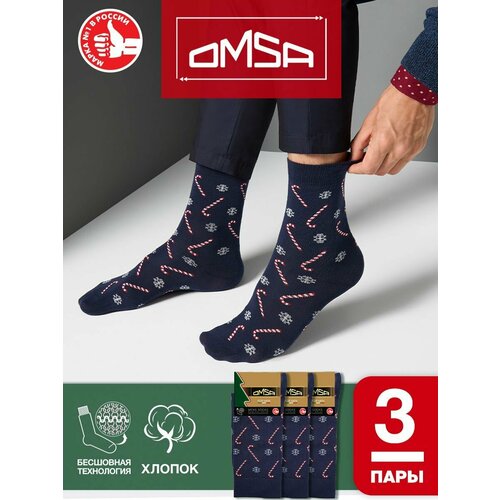 фото Носки omsa, 3 пары, размер 39-41 (25-27), синий