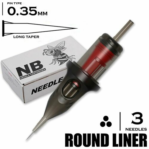 Картриджи для тату и татуажа NB BEE NEEDLE 3 RLLT/0.35 Round Liner, 20шт/уп.