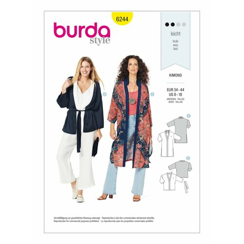 Выкройка BURDA №6244 Кимоно