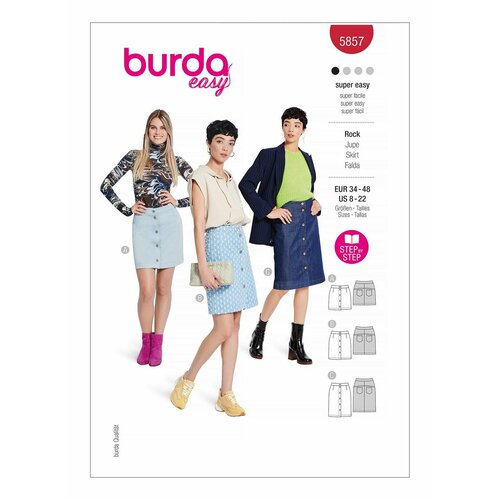 Выкройка BURDA №5857 Юбка прямая выкройка burda 6370 юбка прямая