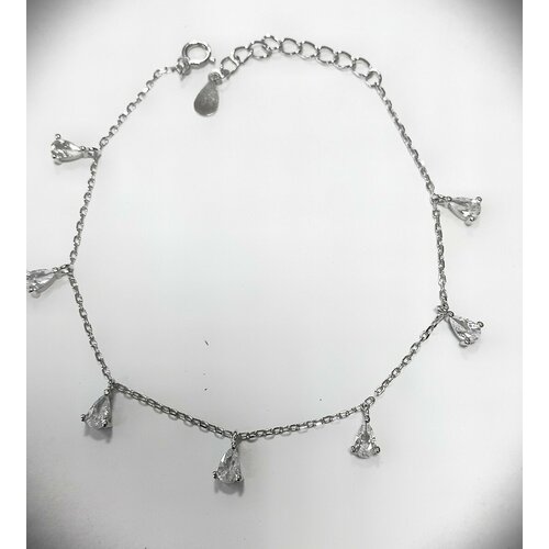 Браслет-цепочка Эстерелла, серебро, 925 проба, родирование, фианит, длина 17 см.