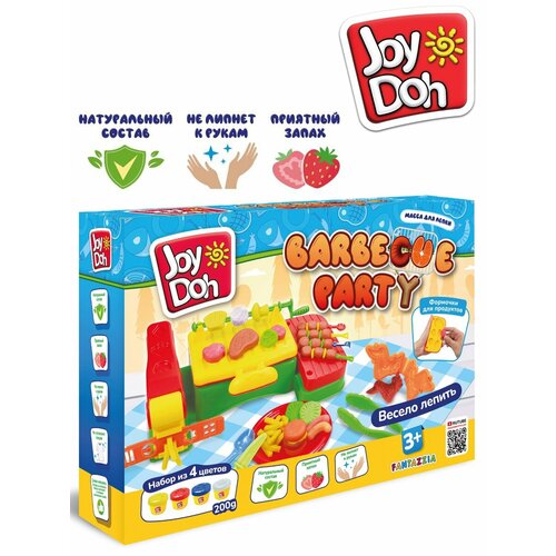 Масса для лепки барбекю гриль, 16 аксессуаров, 4 баночки с тестом JOY-DOH BBQ-200 pot