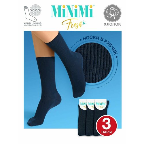 Носки MiNiMi, 3 пары, размер 35-38, черный, синий носки minimi 3 пары размер 35 38 черный