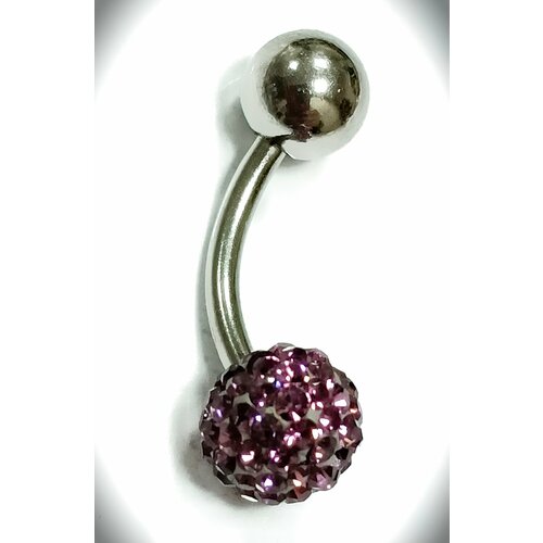 Пирсинг в пупок Эстерелла, серебро, 925 проба, родирование, кристаллы Swarovski, средний вес 1.66 гр., длина 20 см.