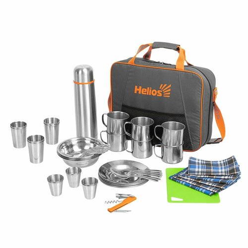 Набор для пикника Кемпинг на 6 персон с термосом (HS-N6T-G) Helios серый