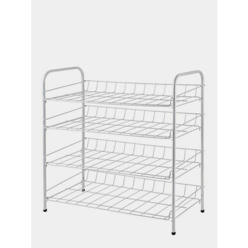 Полка этажерка для обуви обувница 4 яруса цвет белая хром бронза стеллаж Цвет Белый 5388₽