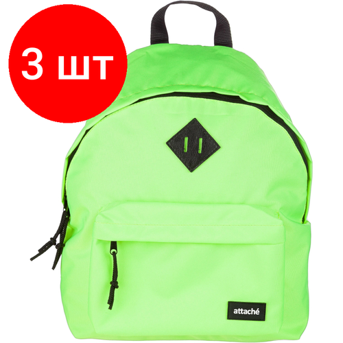 Комплект 3 штук, Рюкзак Attache Neon универсальный салатовый, размер 300x140x390 рюкзак молодежный attache neon салатовый