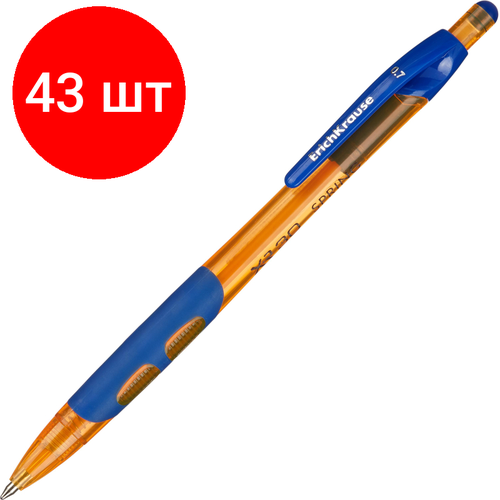 Комплект 43 штук, Ручка шариковая автомат. Erich Krause XR-30 Spring, син, масл, манж