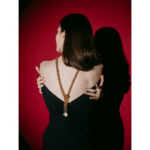 Колье Цепь трансформер с кулоном Майорка, жемчуг имитация, длина 150 см, золотой