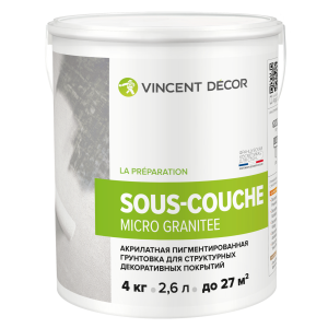 Vincent Decor Sous Couche Micro granitee / Винсент Со Куш Микро Гранит грунт под декоративную штукатурку 4кг