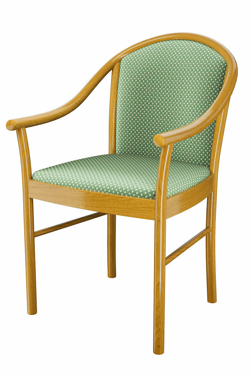 Стул-кресло деревянный Анна мягкий со спинкой с подлокотниками массив бука итальянский каркас мятный, вяз
