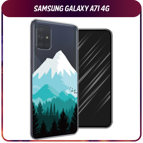 Силиконовый чехол на Samsung Galaxy A71 4G / Самсунг Галакси А71 4G Синяя снежная гора, прозрачный силиконовый чехол ночные киты на samsung galaxy a71 4g самсунг галакси а71 4g