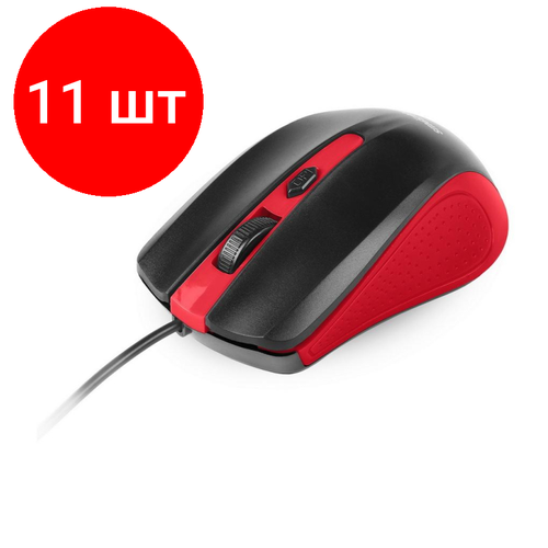 Комплект 11 штук Мышь компьютерная Smartbuy ONE 352 провод красно-черная SBM-352-RK 100 431100₽