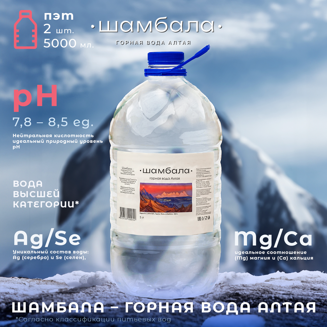 Вода питьевая минеральная негазированная Шамбала 2 шт.