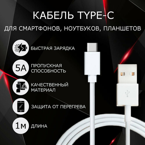 Кабель USB Type C, зарядка для iPhone, 1м, зарядка для телефона кабель usb type c hoco x20 2 0м 3 0a цвет белый