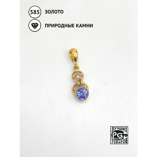 фото Подвеска кристалл мечты, желтое золото, 585 проба, танзанит, бриллиант, размер 2.3 см.