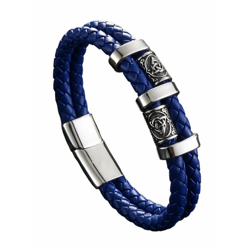 Плетеный браслет, размер 23 см, синий браслет yizai из натуральной кожи с якорем мужские браслеты из нержавеющей стали с подвесками в виде двух лев и волка