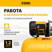 Насосная станция PSL1100X, 1100 Вт, 3600 л/ч, ресивер 50 л, подъем 45 м, нержавейка// Denzel