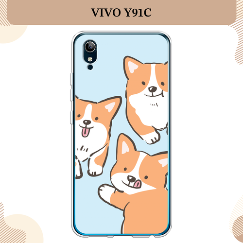 Силиконовый чехол Милые корги на Vivo Y91c/Y1s / Виво Y91c/Y1s силиконовый чехол на vivo y1s виво y1s корги язык