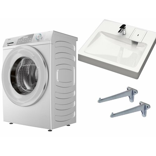 Стиральная машина с паром Haier HW60-BP10929B с раковиной Стайл 50 над стиральной машиной 4845000₽