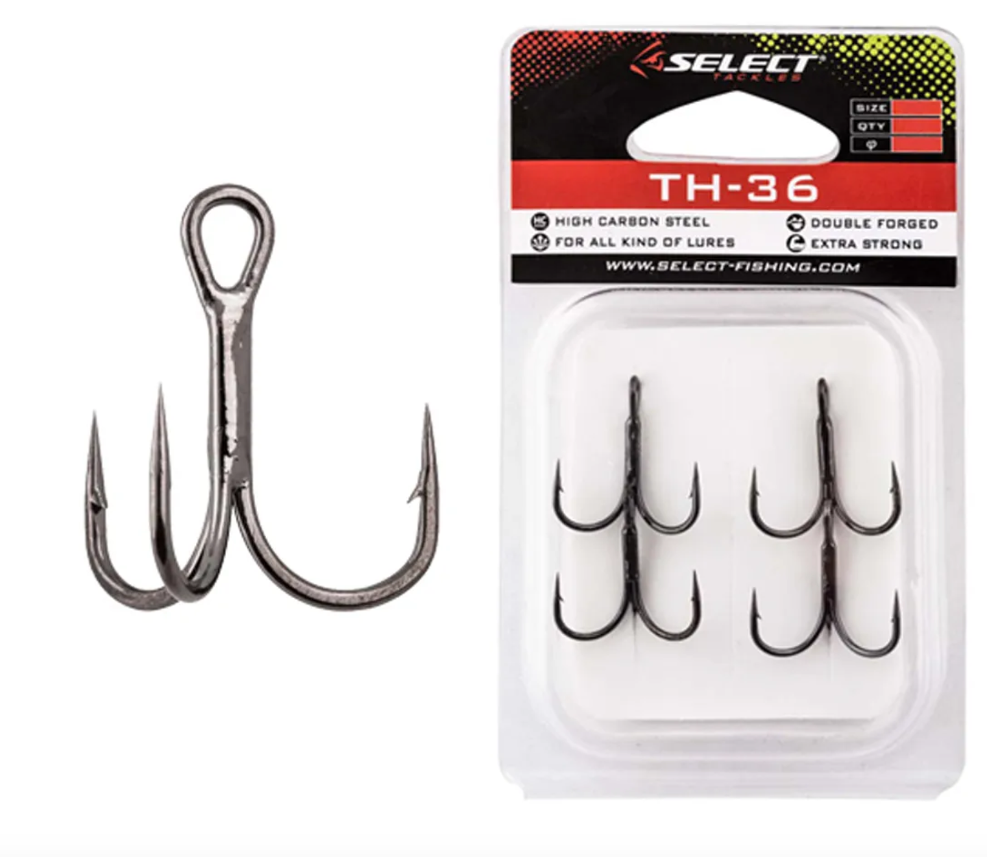 Крючки Select тройные treble hook TH-36 #02 (4шт в упаковке)