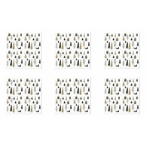 Veiro Бумажные салфетки Лиса в зимнем лесу, трехслойные, 20 шт, 6 уп