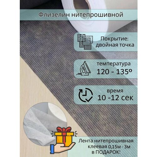 Флизелин клеевой точечный дублерин, микс 2 отреза 90х100 см. черный и белый. Стабилизатор ткани