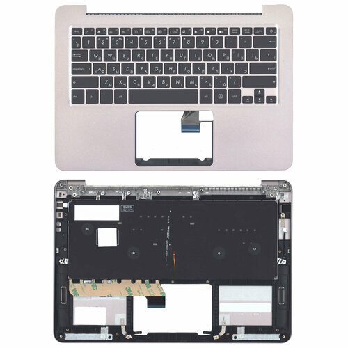 Клавиатура (топ-панель) для ноутбука Asus ZenBook UX305UAB черная с серебристым топкейсом радиатор системы охлаждения для ноутбука asus zenbook ux305 ux305uab