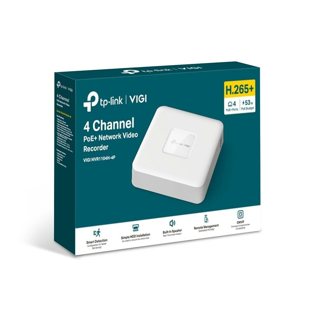 TP-Link VIGI NVR1104H-4P VIGI 4-канальный сетевой видеорегистратор с поддержкой PoE+