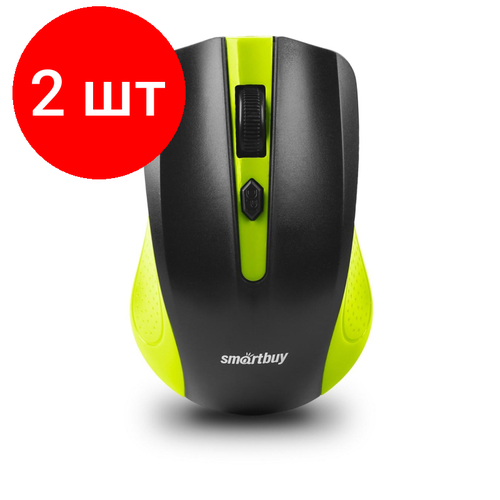 Комплект 2 штук, Мышь компьютерная Smartbuy ONE 352 зелено-черная WLS (SBM-352AG-GK)/60