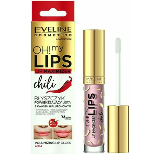 Блеск для губ Eveline Oh! My Lips–Lip Maximizer, чили, для увеличения объема, светло-розовый, 4,5 мл. блеск eveline oh my lips lip maximizer для увеличения объема губ шоколад 4 5мл