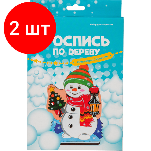 Комплект 2 наб, Набор для творчества по дереву. новог. сувен. Снеговик с фонариком Фнн-025