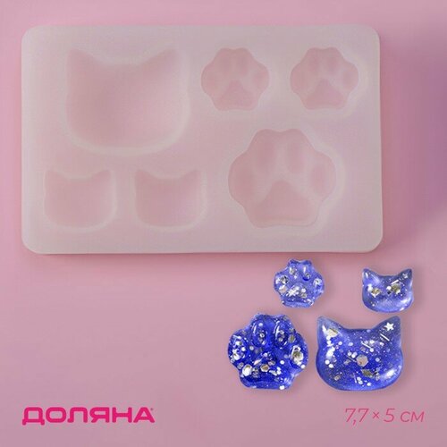 Молд Доляна Котик силикон 77507 см 6 ячеек цвет прозрачный 493₽