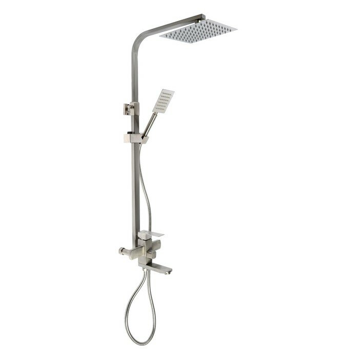 фото Душевая система ZEIN Z1009, смеситель, тропическая и ручная лейка, нержавеющая сталь, сатин 9756652