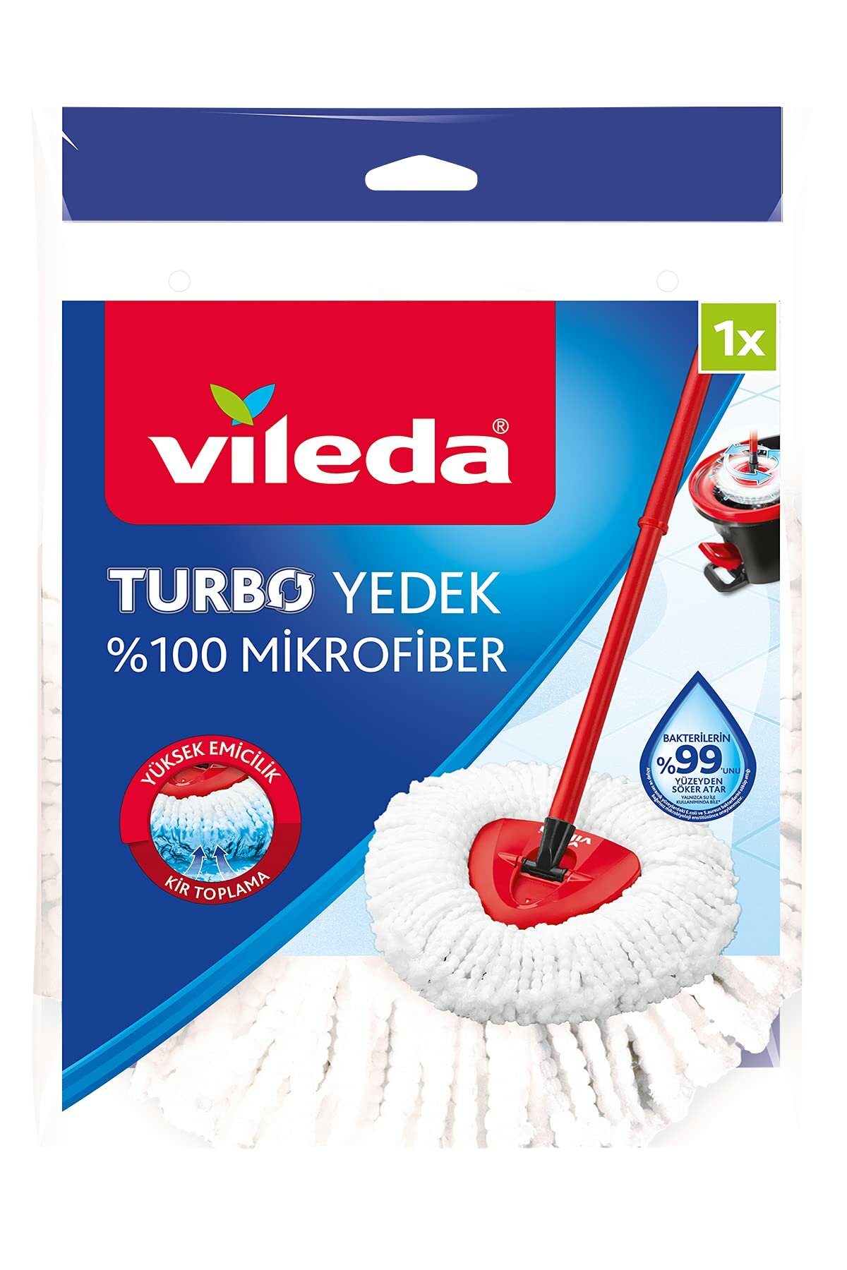 Насадка для швабры Vileda Turbo 2 в 1 "Легкий отжим" Easy Wring, комплект 1 шт