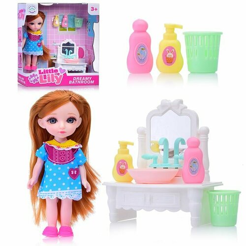 Кукла Oubaoloon Ванная комната, с мебелью и аксессуарами, в коробке (69004) кукла 16 см с набором ванная комната 8 предметов k0087