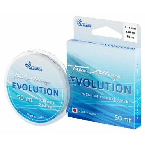 фото Монофильная леска allvega evolution d=0.14 мм, 50 м, 2.84 кг, прозрачный, 1 шт.